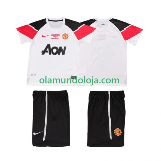 Camisola Manchester United Champions League 2012 Retro Criança Equipamento Terceiro 2011 Manga Curta